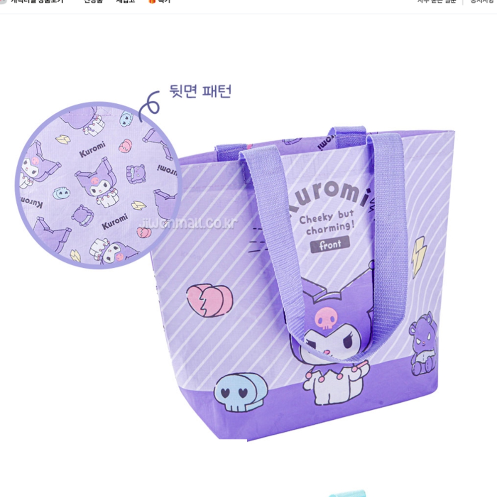 산리오쇼핑백 리유저블 스트라이프 디자인 에코백 가방 - 상세 이미지 5