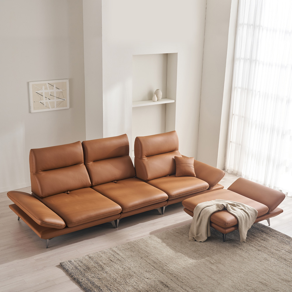 [이태리가죽 업그레이드] 케이하우스홀드 호리즌 가죽 소파 4인용 국내제작 쇼파(스툴별매)