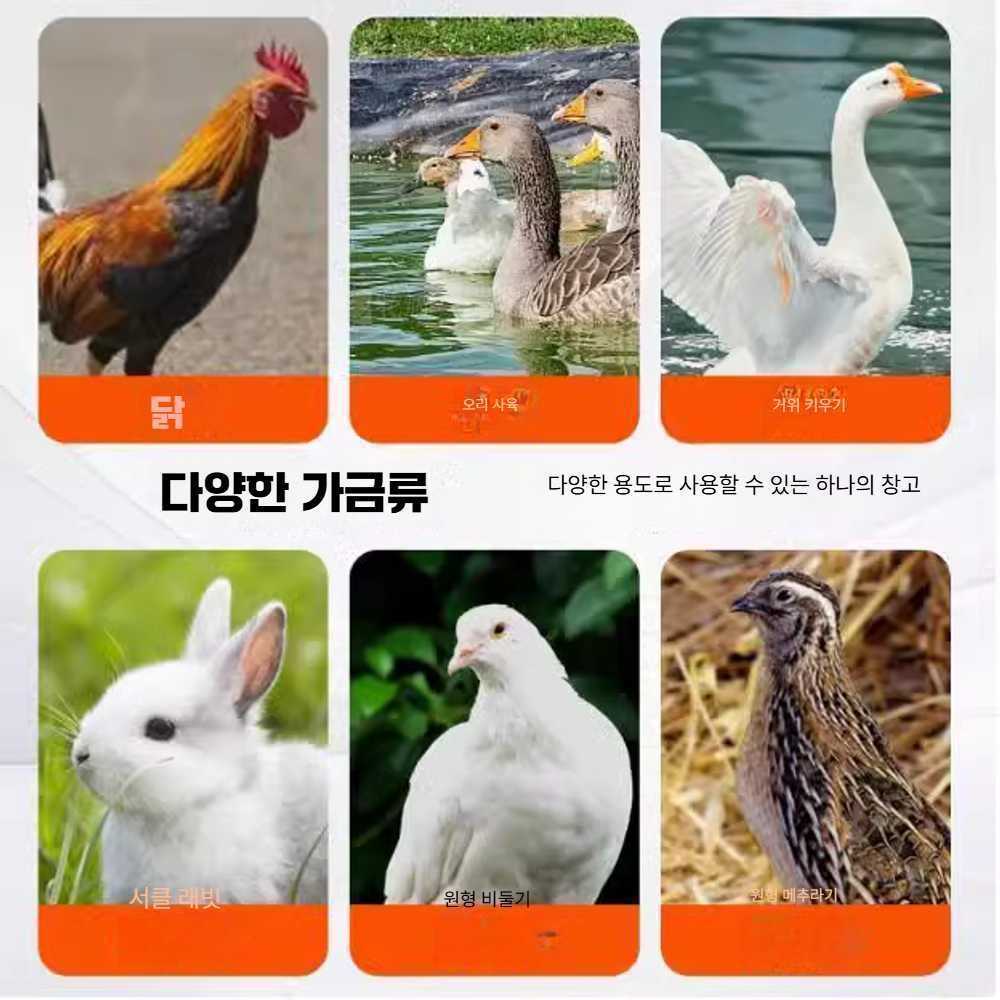 별빛미 닭케이지 대형 철망 이동장 닭장 야외 사육장 집 애완동물 굵은 플라스틱망+천막 1.5x2x1.7m : 별빛스부미