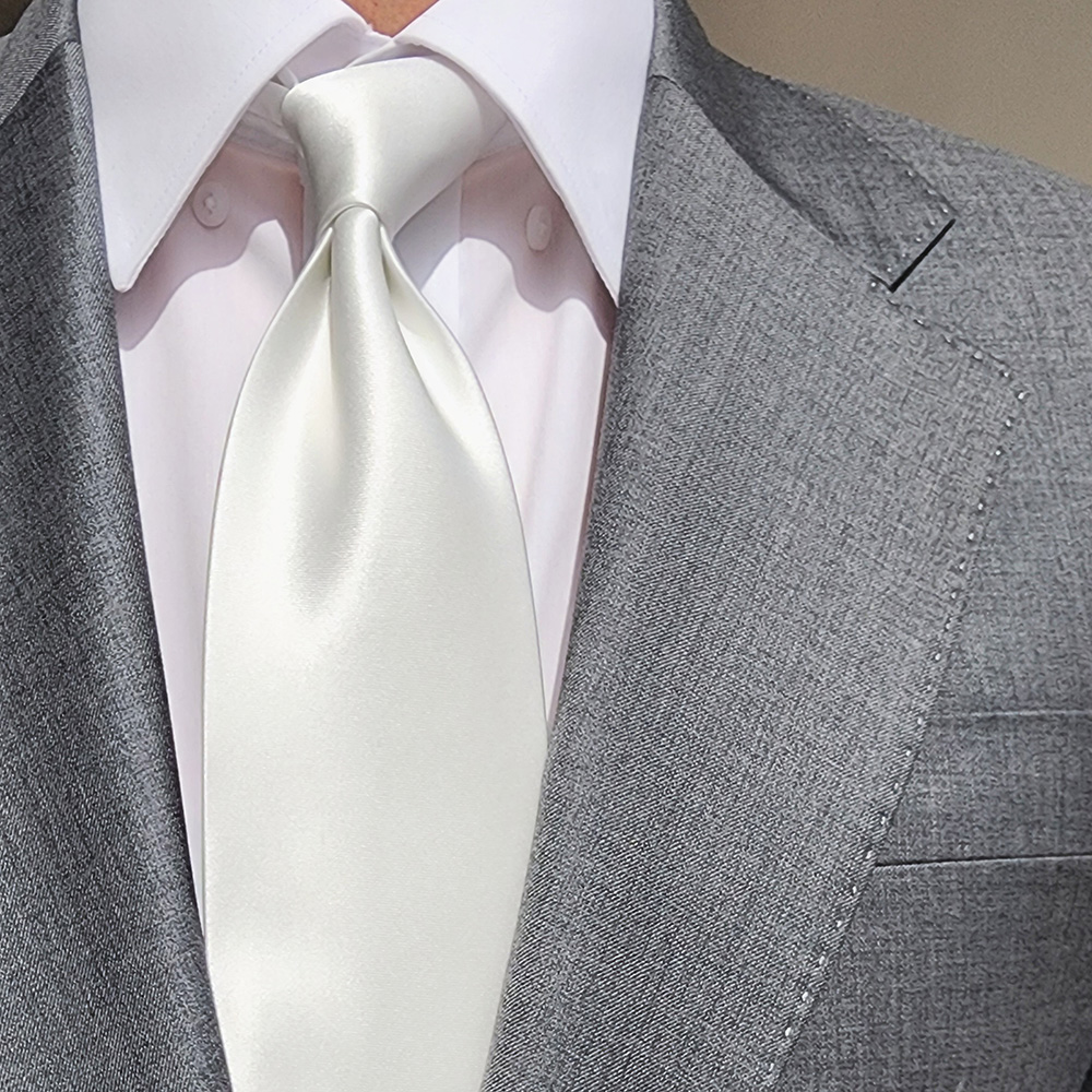 제임스핏 퓨어 화이트 솔리드 웨딩 결혼식 남자 넥타이