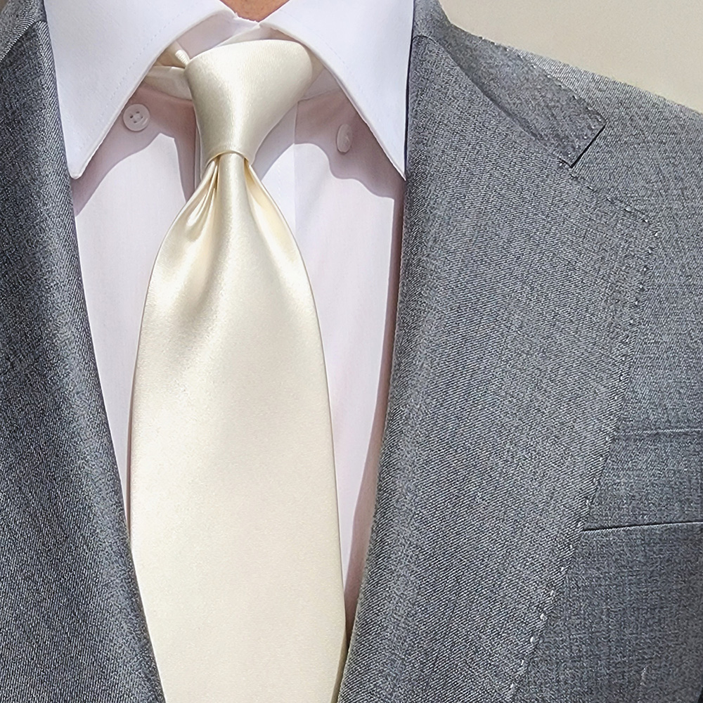 제임스핏 퓨어 아이보리펄 솔리드 웨딩 결혼식 남자 넥타이