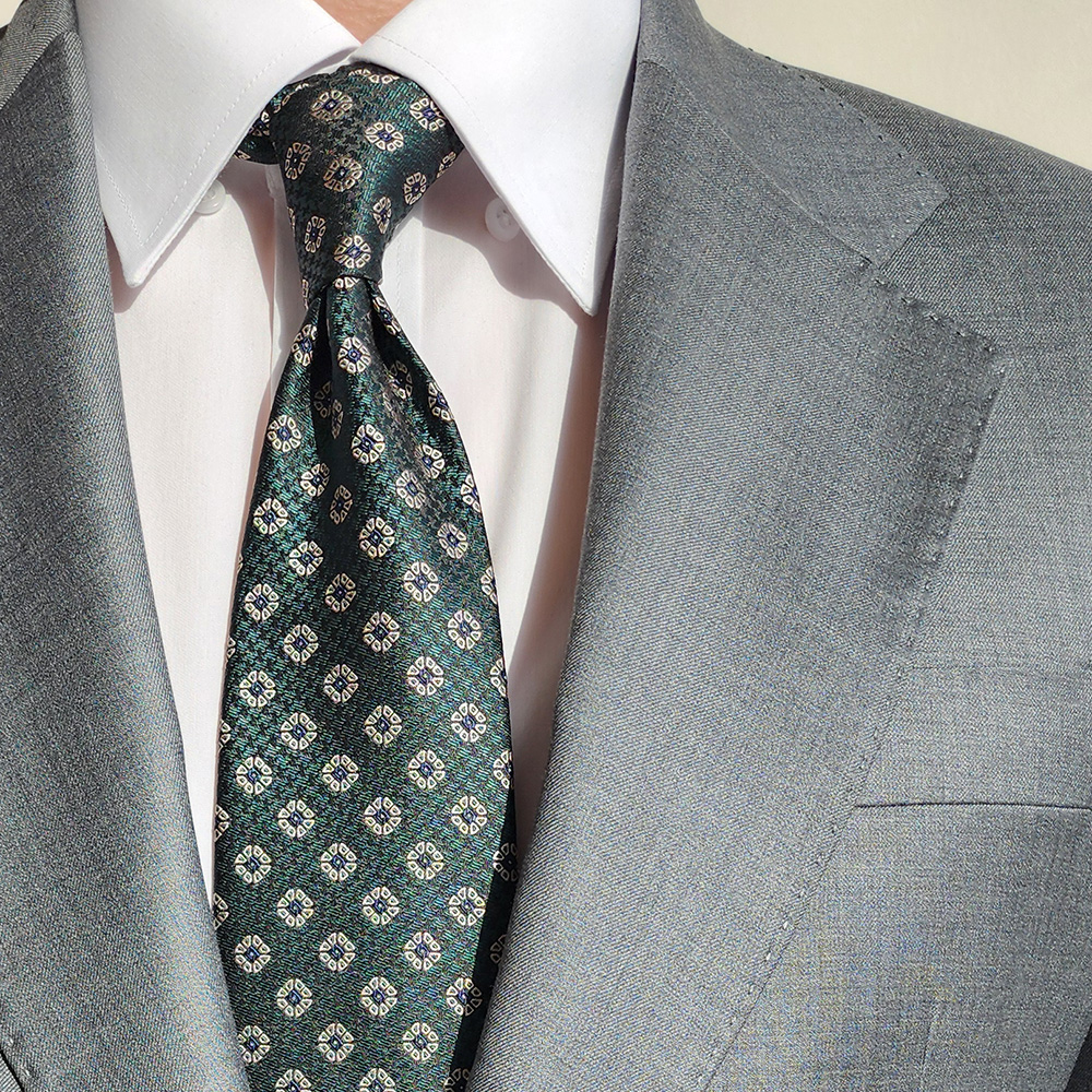 제임스핏 그린 플라워 클래식 남자 정장 넥타이