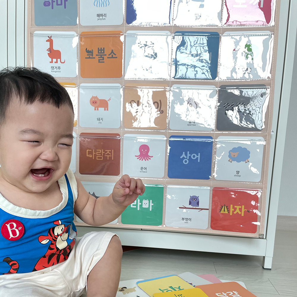 뮤고랑 한글 알파벳 단어카드 벽걸이 포켓 네모 차트 벽보 이미지 6