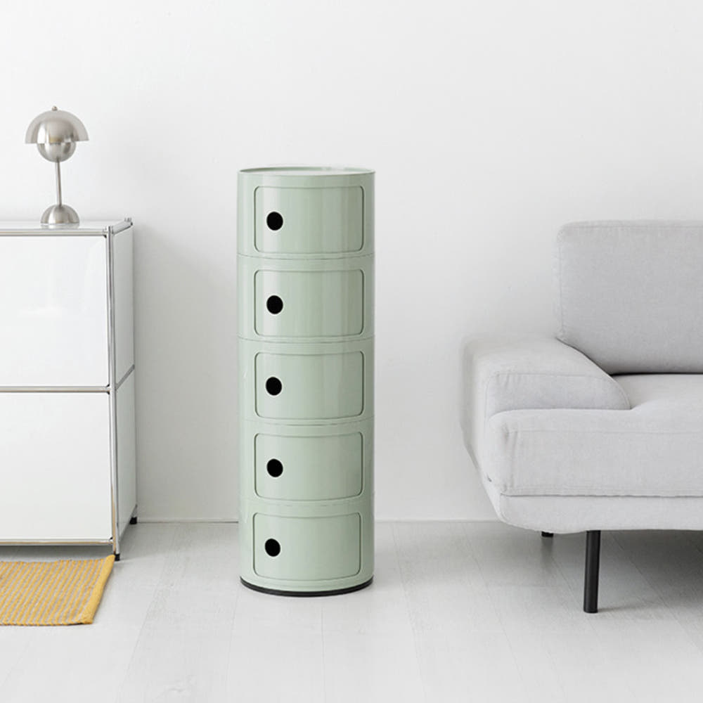 빙그리 원형 슬라이딩 수납장 320mmx945mm, 5단, 그린 2133.9645 - 상세 이미지 2