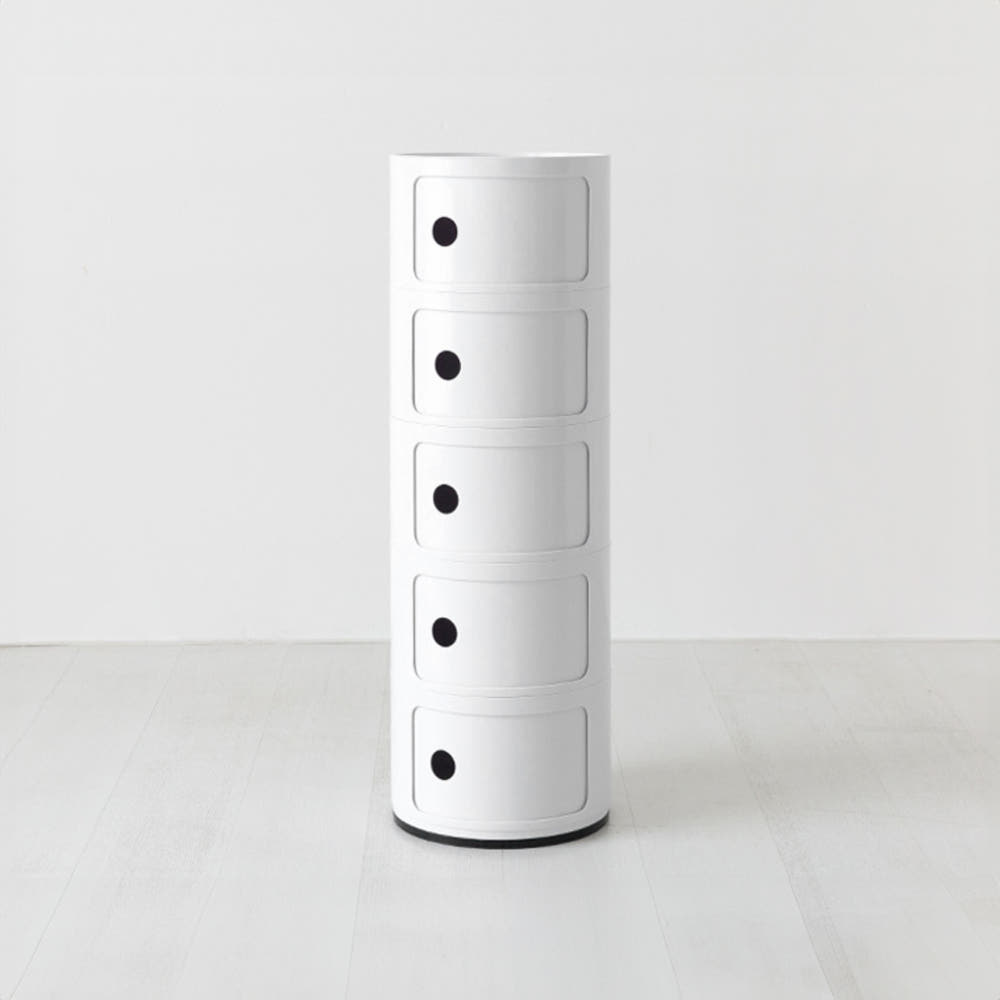 빙그리 원형 슬라이딩 수납장 320mmx945mm, 5단, 화이트 1063.7120 - 메인 이미지