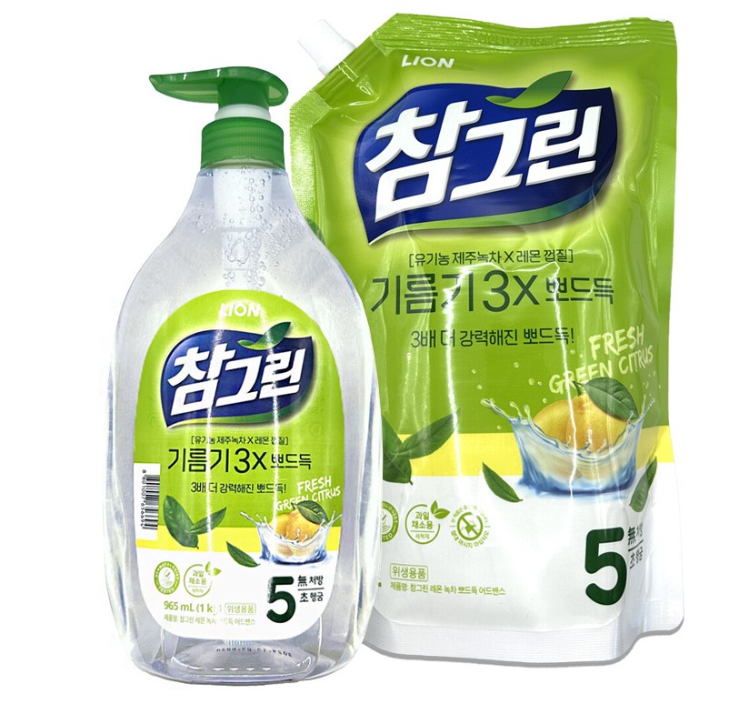참그린 레몬 녹차 주방세제 1.2L 리필 - 상세 이미지 3