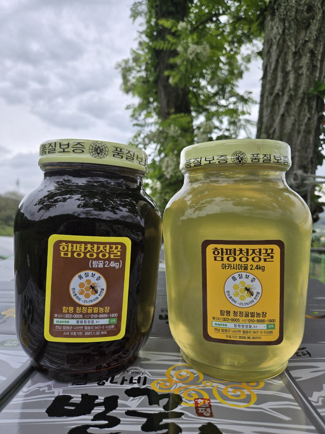 함평청정 자연산 벌꿀 밤꿀 + 아카시아꿀 2.4kg 유리병 2병 제품 이미지