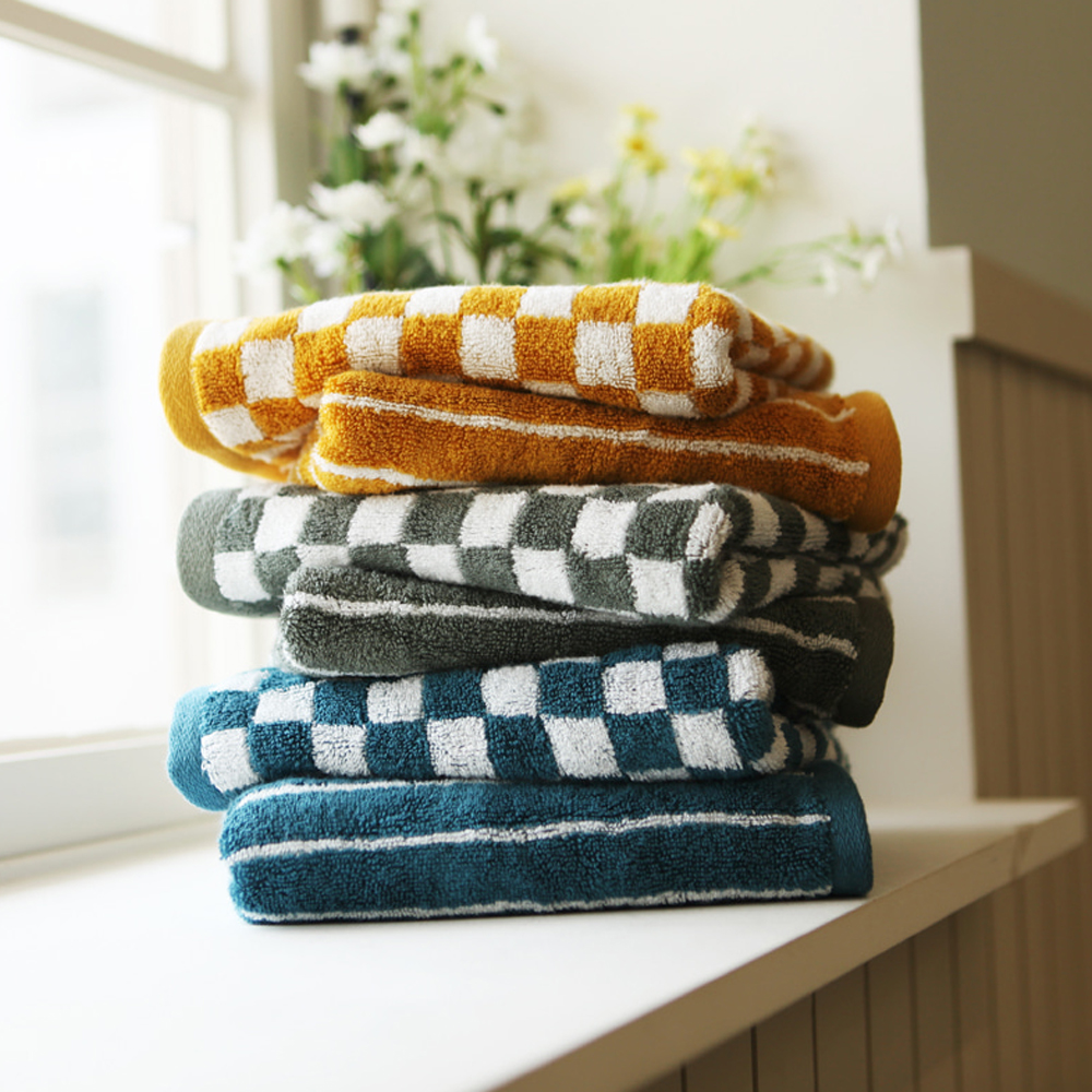 기라로쉬 체커보드 뱀부타올 먼지없는 스트라이프 호텔수건 믹스 4매세트