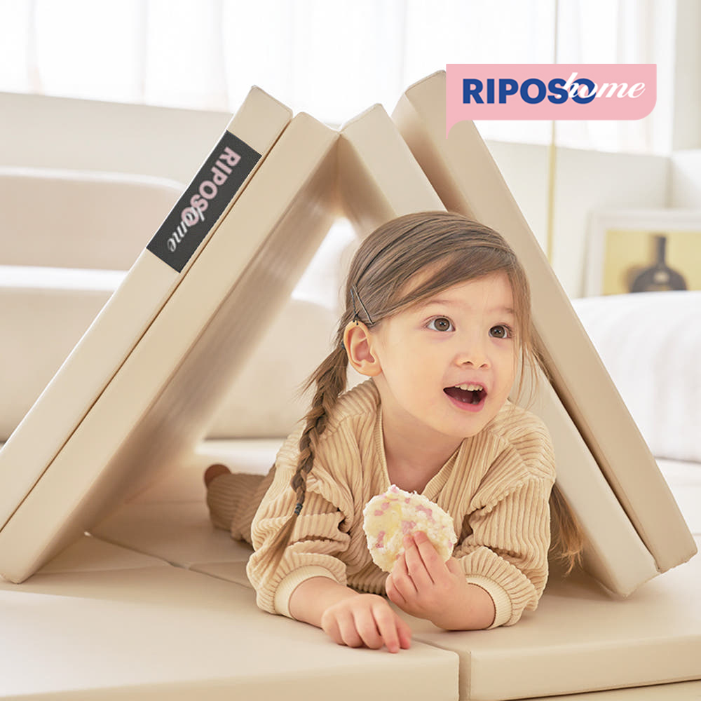 리포소홈 층간소음 4단 폴더매트 아기 유아 거실 놀이방 70x160 아이보리