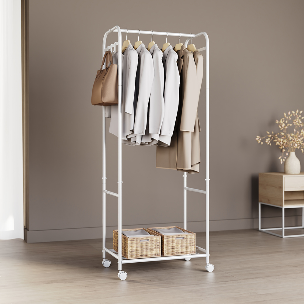 무베즈 수납형 이동식행거 드레스룸 고정식 스탠드 행거 기본형