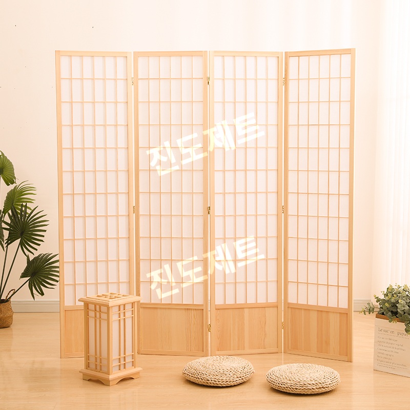 한옥파티션 한지 칸막이 창호문 창살 나무 가리개 4도어 원목 178x44cm 메인 - 상품 이미지