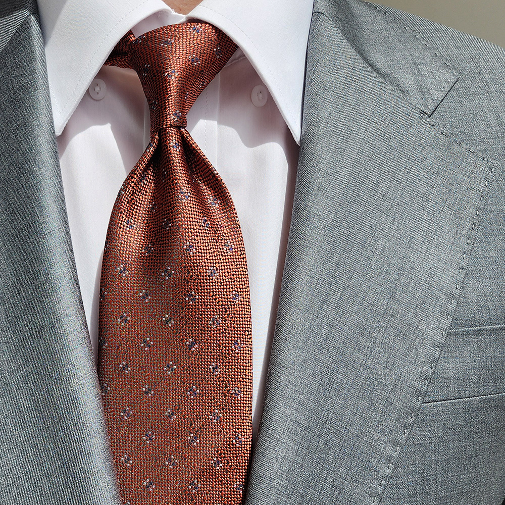 제임스핏 오렌지 스퀘어 유럽패턴 클래식 남자 정장 넥타이