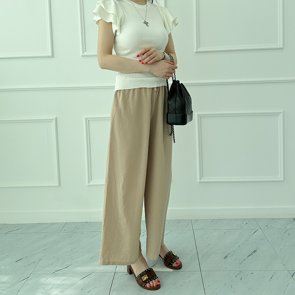 1+1 인견바지 린넨와이드팬츠 키작녀바지 8부 - 상세 이미지 3
