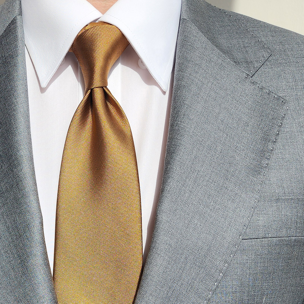 제임스핏 솔리드 골드톤 클래식 남자 정장 넥타이