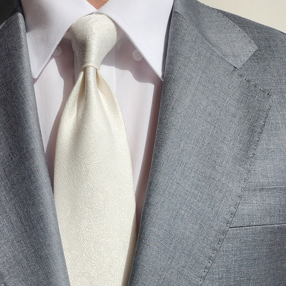 제임스핏 화이트톤 페이즐리 웨딩 결혼식 남성 넥타이
