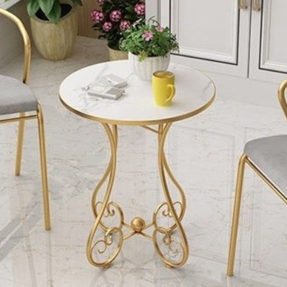 엔틱 금장 거실용탁자 베란다 원형 티테이블 동그란 빈티지 소파 테이블 원룸 디자이너테이블