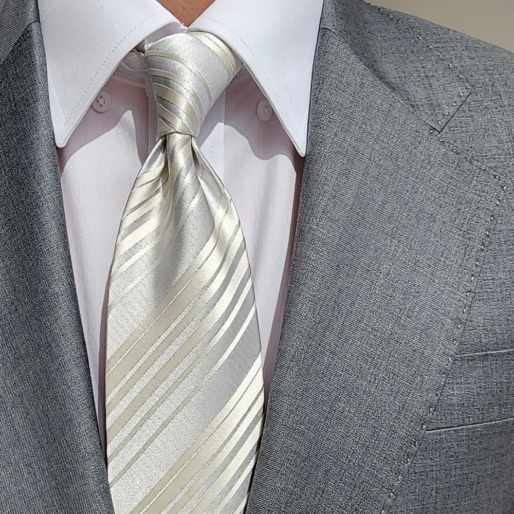 제임스핏 아이보리펄 레지멘탈 웨딩 결혼식 남자 넥타이