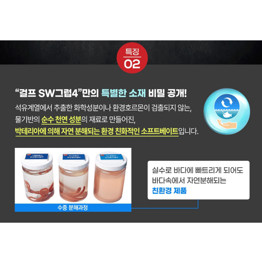 바다루어 걸프 SW 그럽 농어 광어 바다 루어 웜 소프트베이트 살몬레드, 10cm(4인치) - 상세 이미지 5