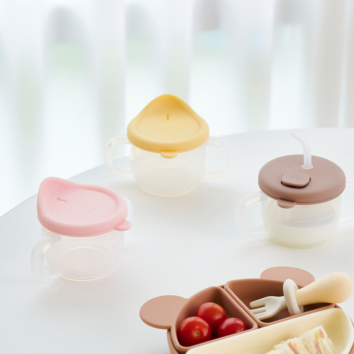 퍼기 아기 빨대컵 자기주도 유아 스파우트컵 물병 어린이집 파스텔핑크