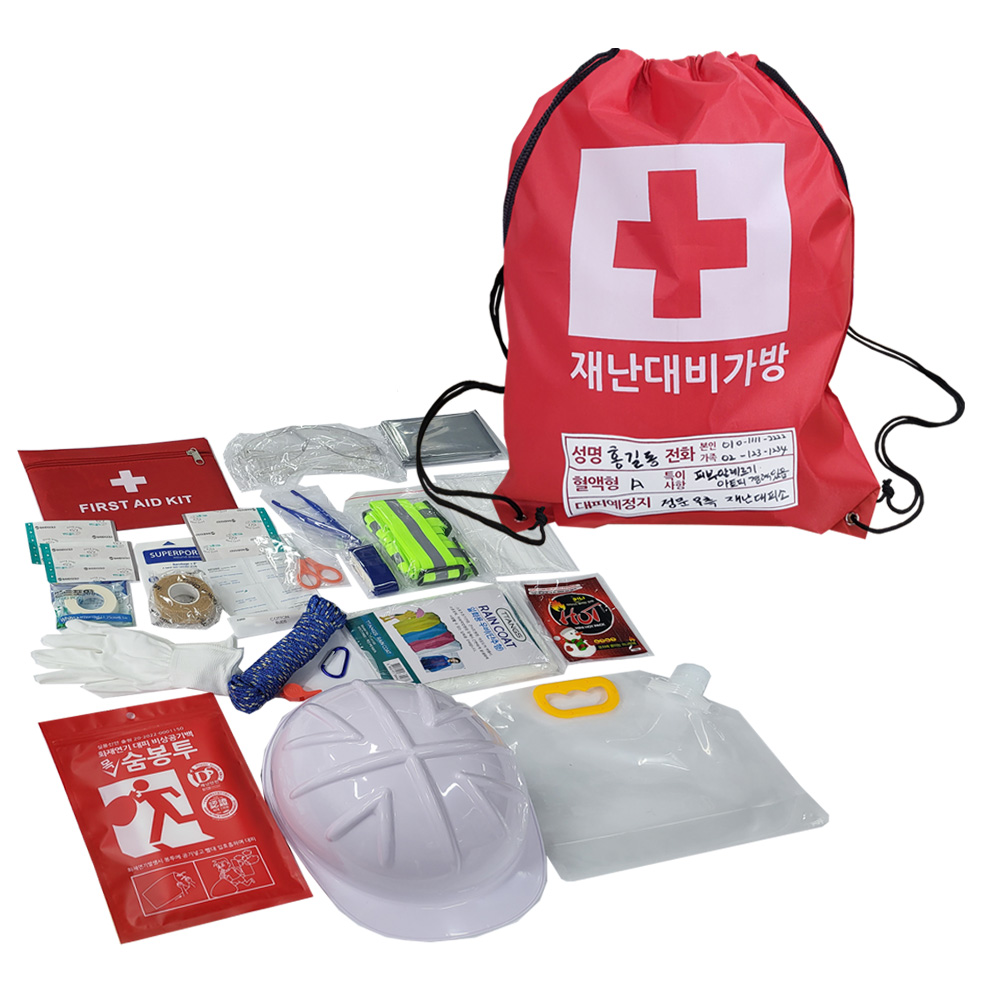 재난대비 생존가방 28종 학교 응급재난백 교육용 - 메인 이미지