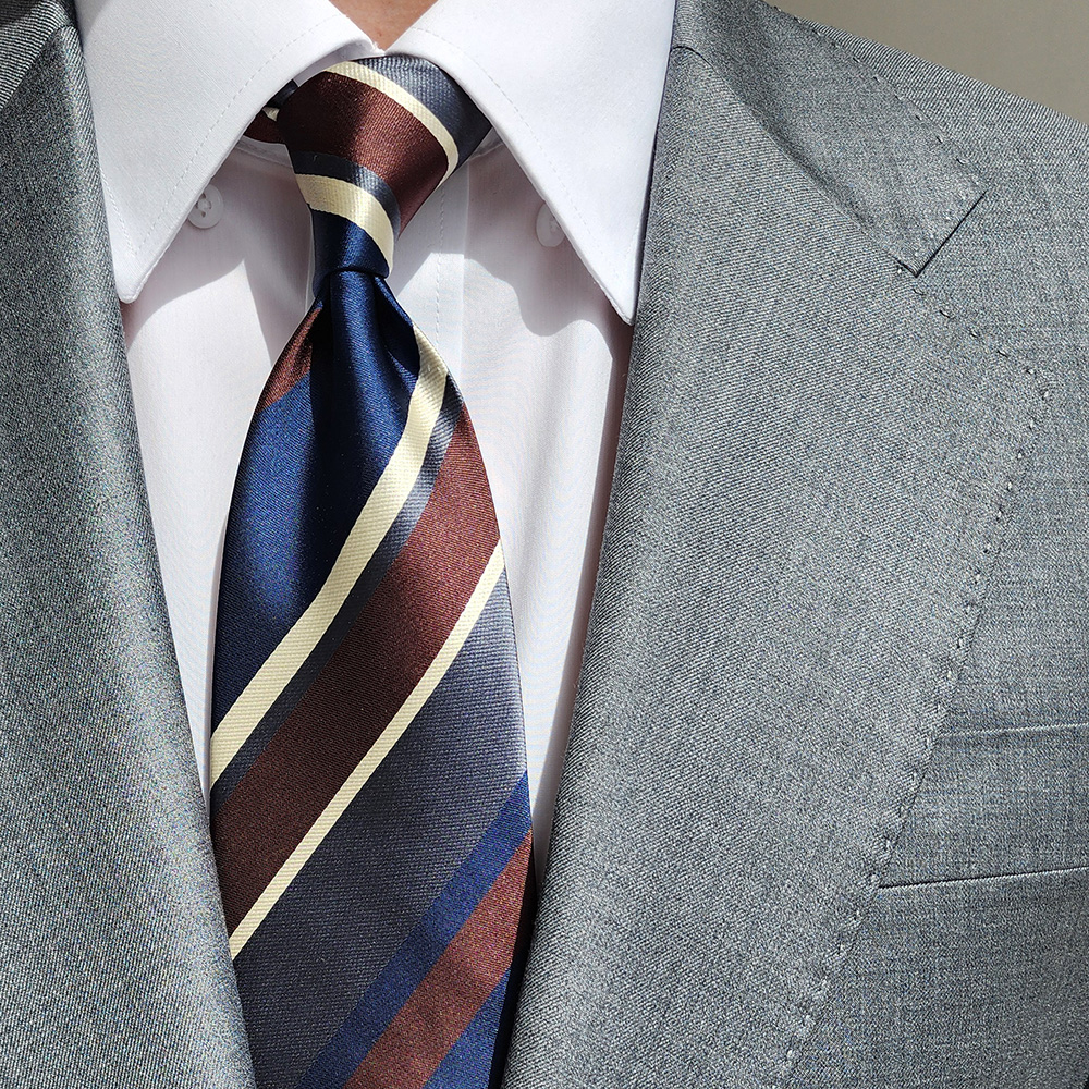 제임스핏 레지멘탈 네이비 와인 스트라이프 이태리 패턴 남자 정장 넥타이