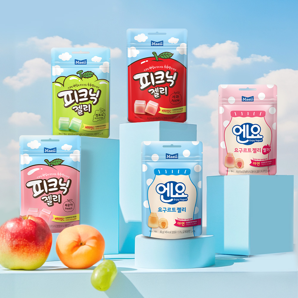 피크닉 & 엔요 젤리 45g 5종 8입 (사과/청포도/복숭아/엔요/엔요 딸기) 택1 - 상품 이미지