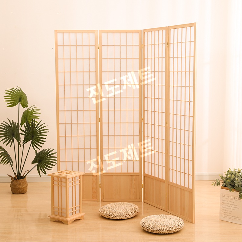 한옥파티션 한지 칸막이 창호문 창살 나무 가리개 4도어 원목 178x44cm 메인 - 상세 이미지 2