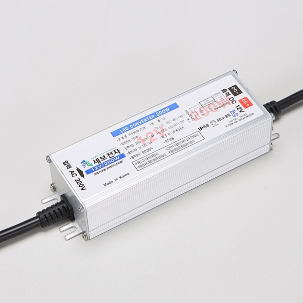 국산 LED 컨버터 SMPS DC12V PRIMIUM 200W 방수 안정기 세보전자 - 상세 이미지 2