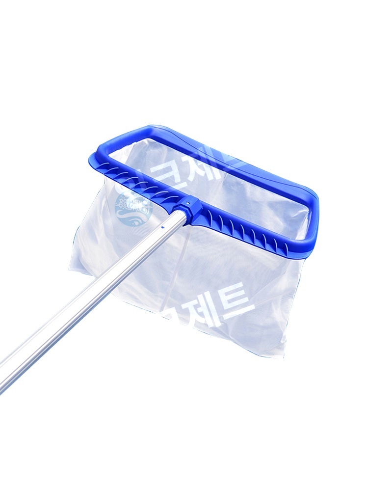 수영장 뜰채 낙엽 나뭇잎 머리카락 찌꺼기 거름망 건지기 제트 파란색+깊은그물+7m두께의기둥 - 상품 이미지