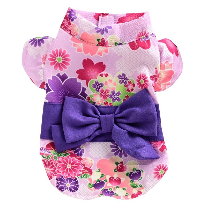 강아지 기모노 유타가 일본풍 고양이 애견 반려견 옷 핑크 벚꽃 기모노 XS 약 1~1.5kg - 상세 이미지 5