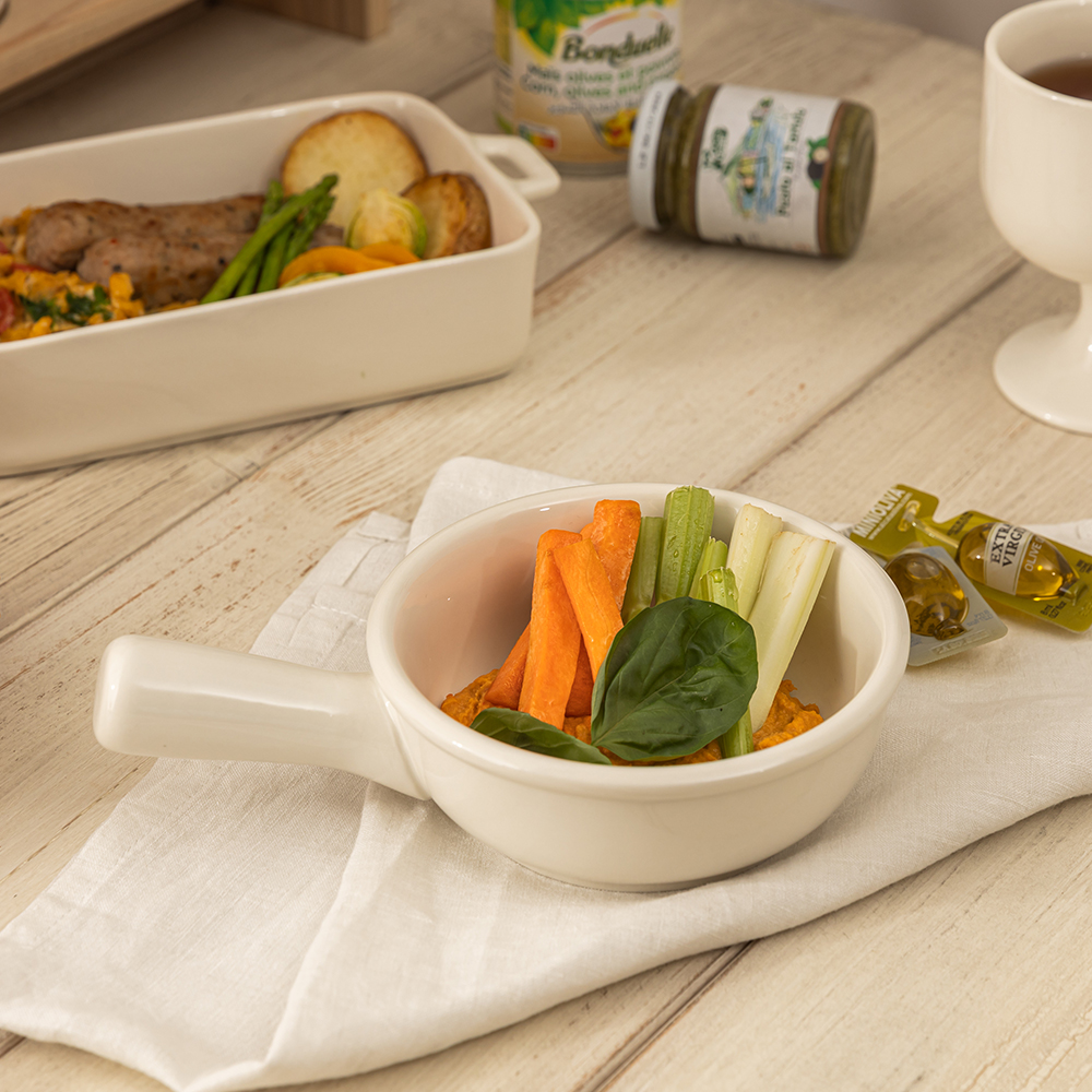 로렌스 크림화이트 손잡이 앞접시 2P 도자기 시리얼볼 전자렌지가능