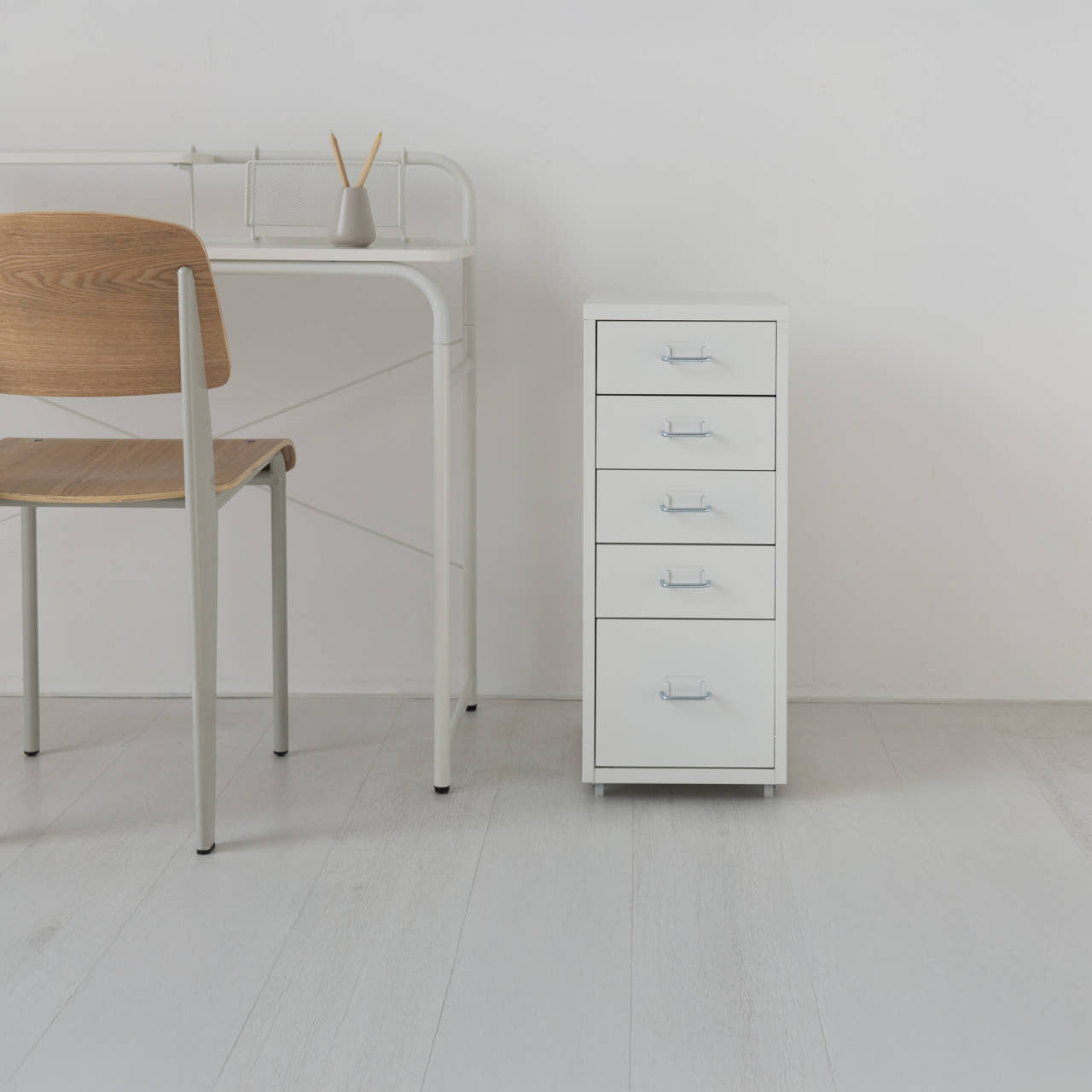OFFICY 서랍장 280mmx410mmx685mm, 4.1단, 화이트 7172.5276 - 상세 이미지 5
