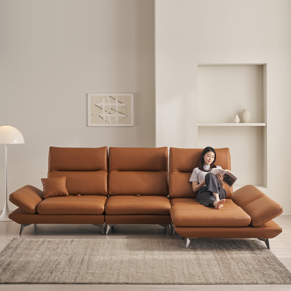 [이태리가죽 업그레이드] 케이하우스홀드 호리즌 가죽 소파 4인용 국내제작 쇼파(스툴별매)