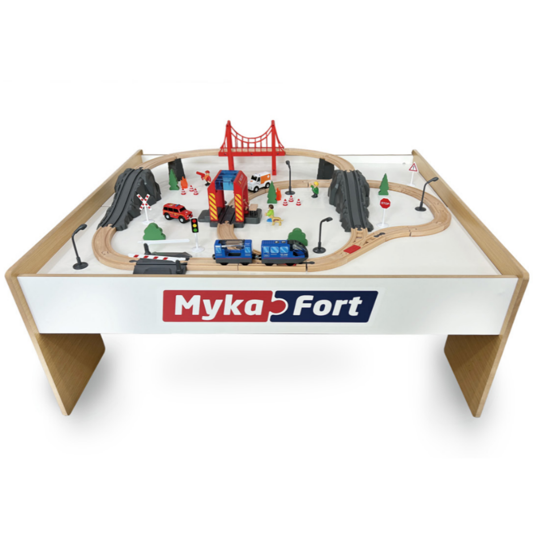 기차놀이 테이블 미카포트 원목 기차 플레이 테이블