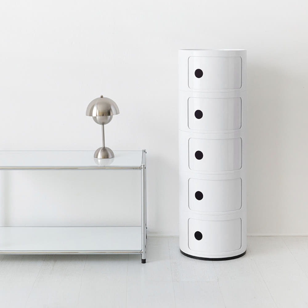 빙그리 원형 슬라이딩 수납장 320mmx945mm, 5단, 화이트 1063.7120 - 상세 이미지 2