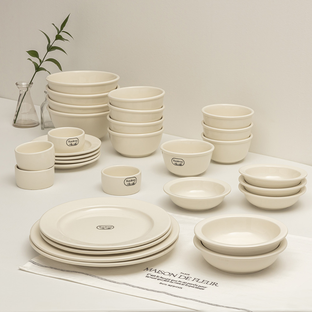 로렌스 크림화이트 4인 도자기 그릇세트 30P 신혼 식기세트