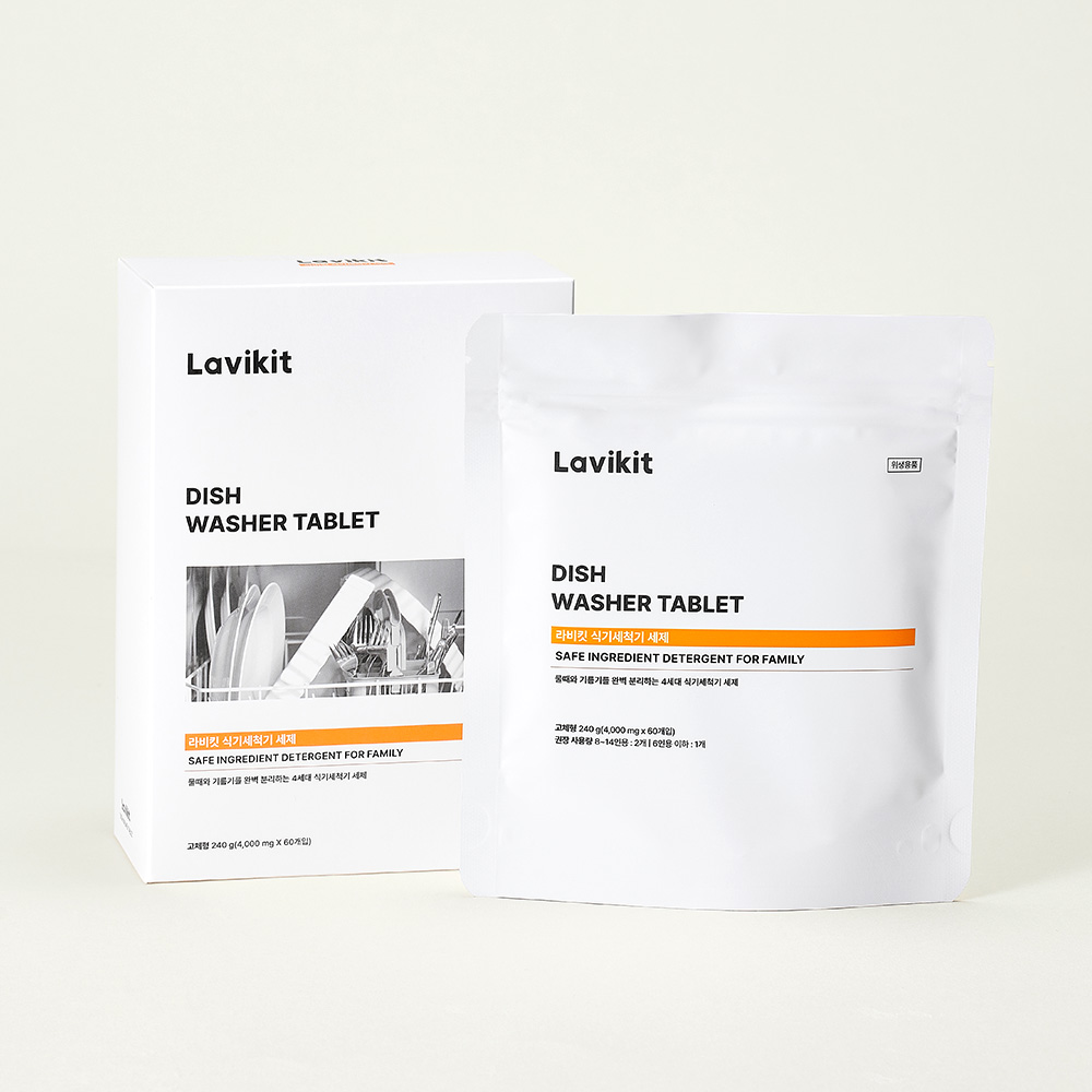 라비킷 식기세척기세제 친환경 올인원 타블렛 세제 60정 제품 이미지