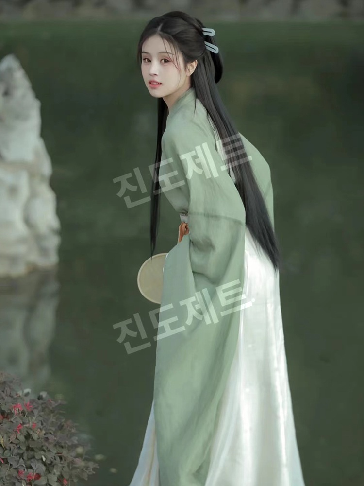 선녀복 사극 의상 와이드소매 연극 코스프레 전통옷 무협 초록 XS - 상세 이미지 4