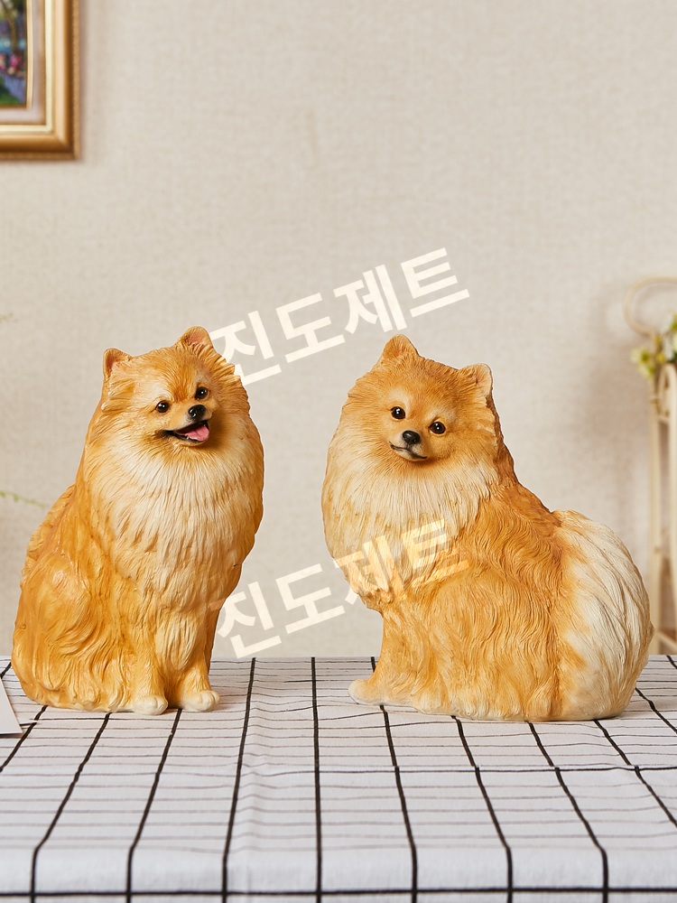 포메라니안 조각상 장식품 동물 동상 인형 피규어 모형 1813 화이트 - 상세 이미지 5
