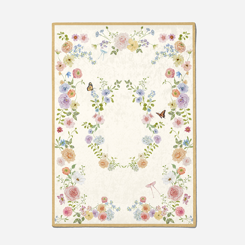 [체리앤해리] 프레임 러그 코튼가든 방수 놀이 매트 교구 여름 극세사