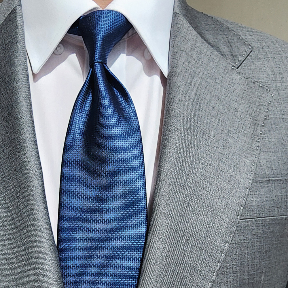 제임스핏 이태리 패턴 블루솔리드 클래식 남자 정장 넥타이