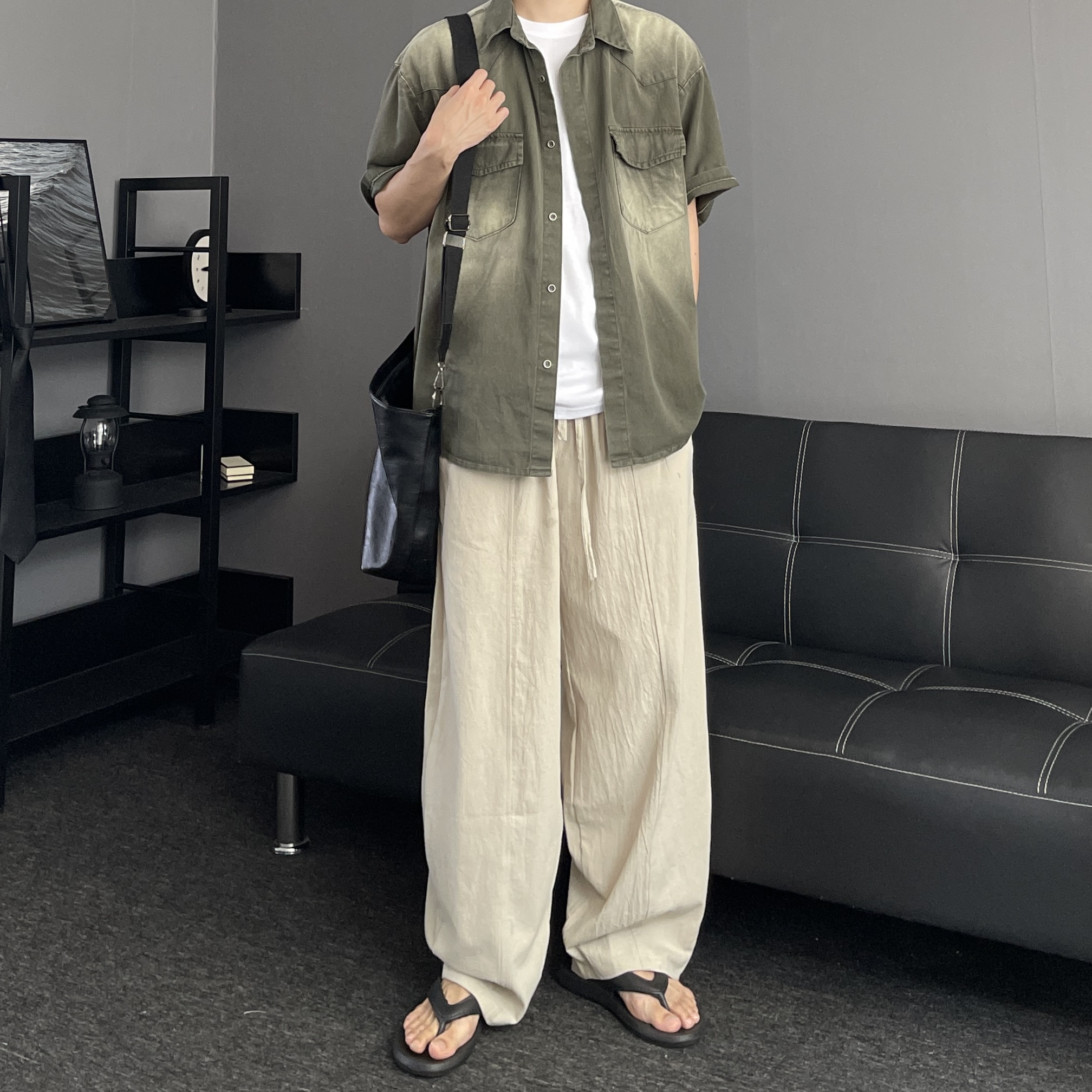 남자데님셔츠 흑청셔츠 남자반팔남방 - 상세 이미지 5