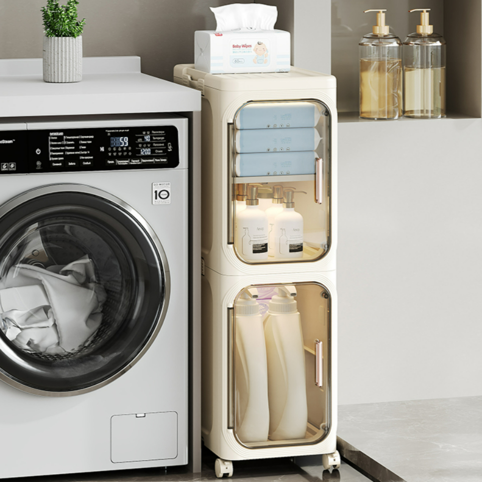 이동식 틈새 수납함 폴딩 적층형 칸막이 조절 리빙박스 다용도 욕실 세탁방 공간활용