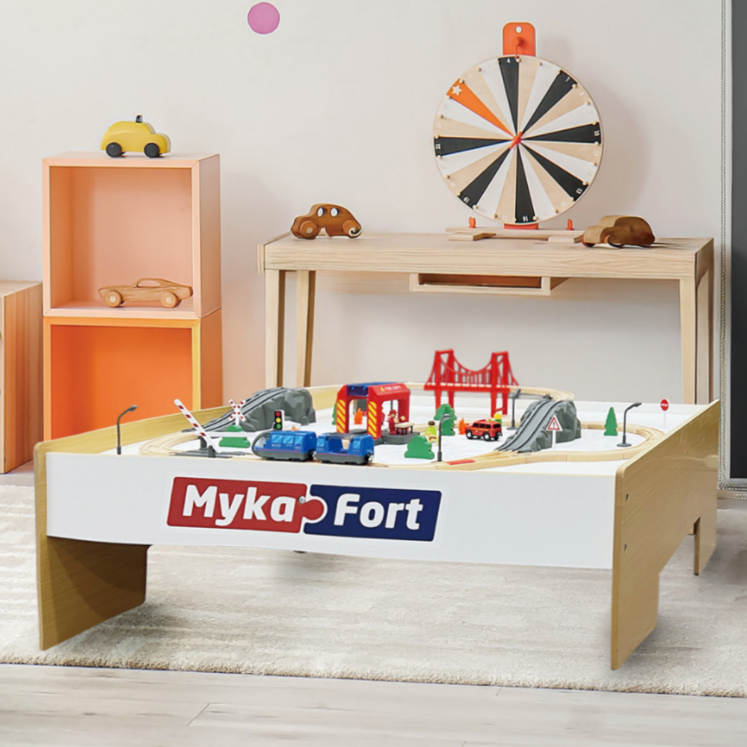 기차놀이 테이블 미카포트 원목 기차 플레이 테이블