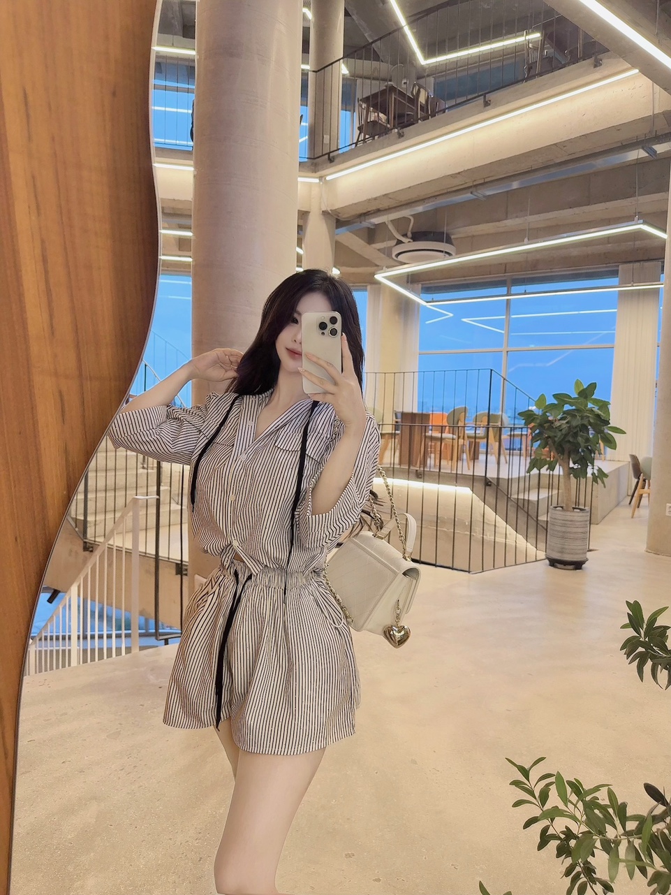 [장마룩추천!] 레인젤 7부 비즈 스트라이프 후드 숏팬츠 세트 상세 이미지 7