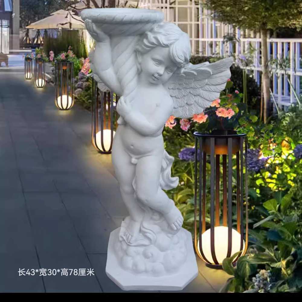 아기천사 조각상 유럽 석공상 장식품 조형물 인테리어 천사+기둥 127cm - 상세 이미지 3