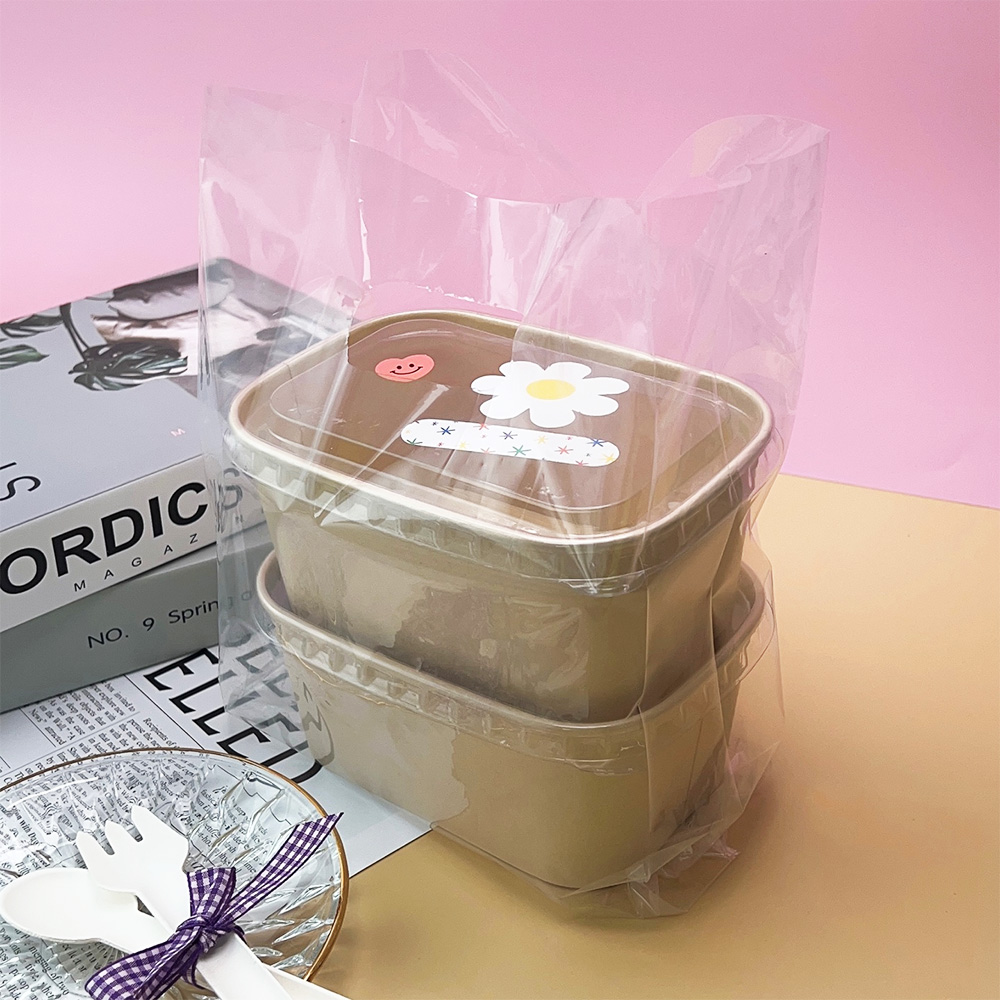 손잡이 비닐봉투 투명 도시락 배달 포장 PE 비닐 봉투 100p