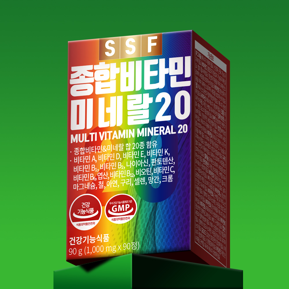 멀티 종합비타민 1병 90정 3개월분 미네랄20 판토텐산 비타민B12 비오틴 순수식품