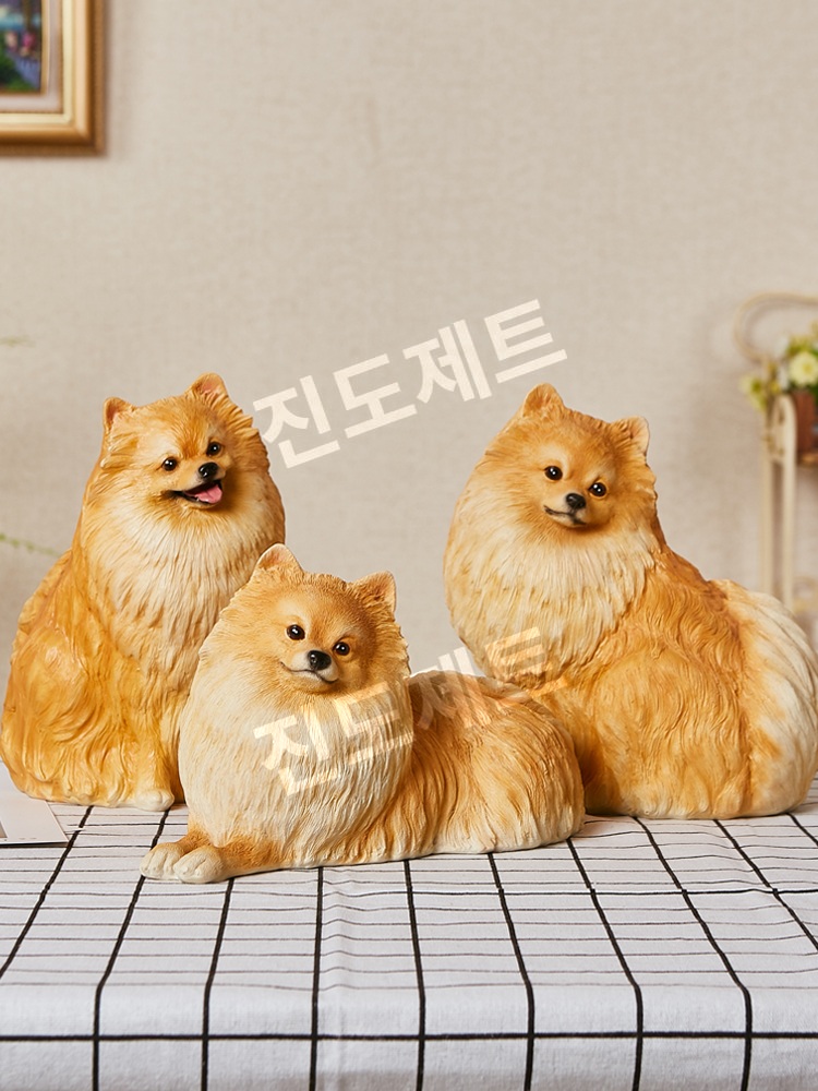 포메라니안 조각상 장식품 동물 동상 인형 피규어 모형 1813 화이트 - 상세 이미지 4