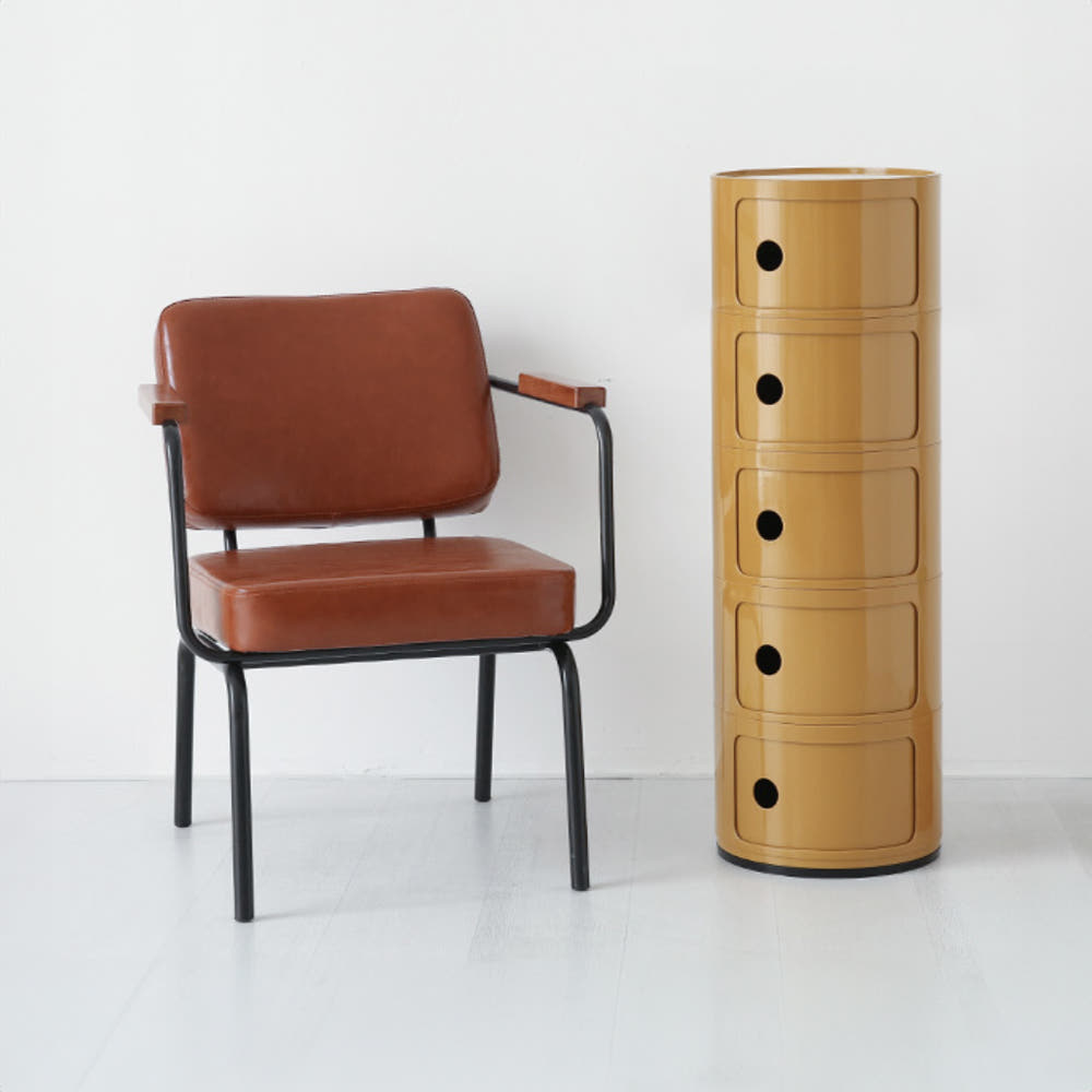 빙그리 원형 슬라이딩 수납장 320mmx945mm, 5단, 옐로우 2364.0889 - 상세 이미지 2